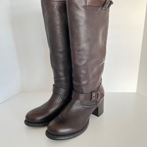 Frye Chocolate Leather Heeled Boots